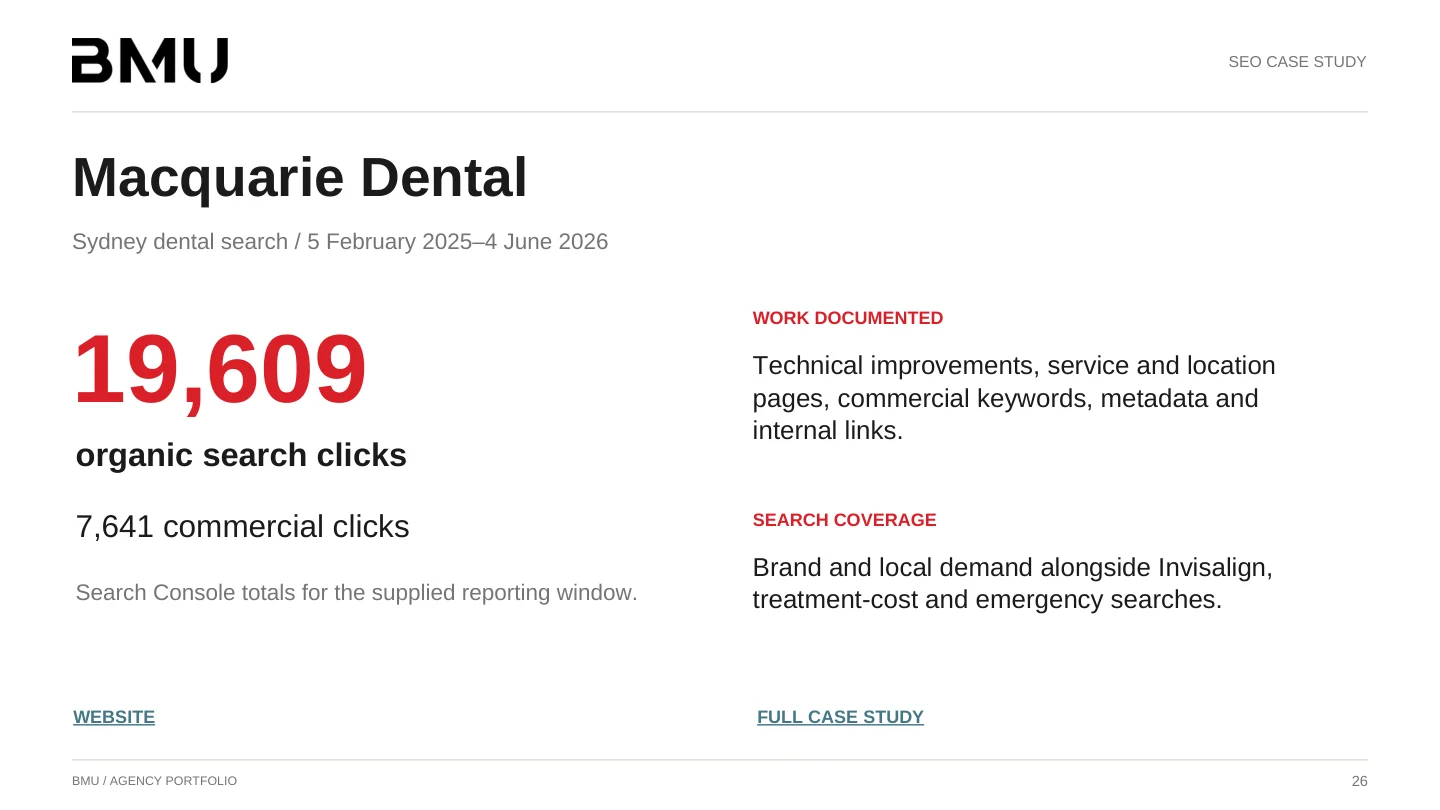 Source report for Macquarie Dental